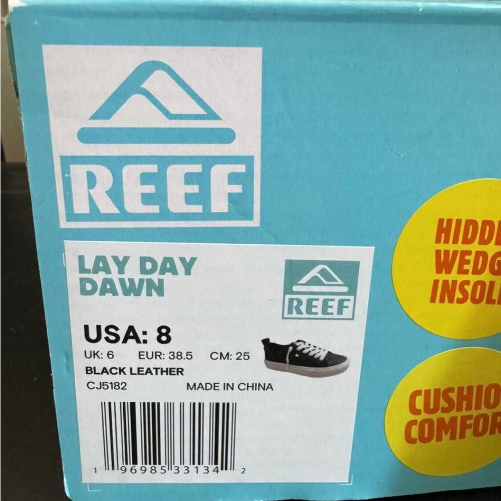 NEW Reef Lay Day Dawn Women's Black Leather Sneaker Size 8 - Picture 3 of 3